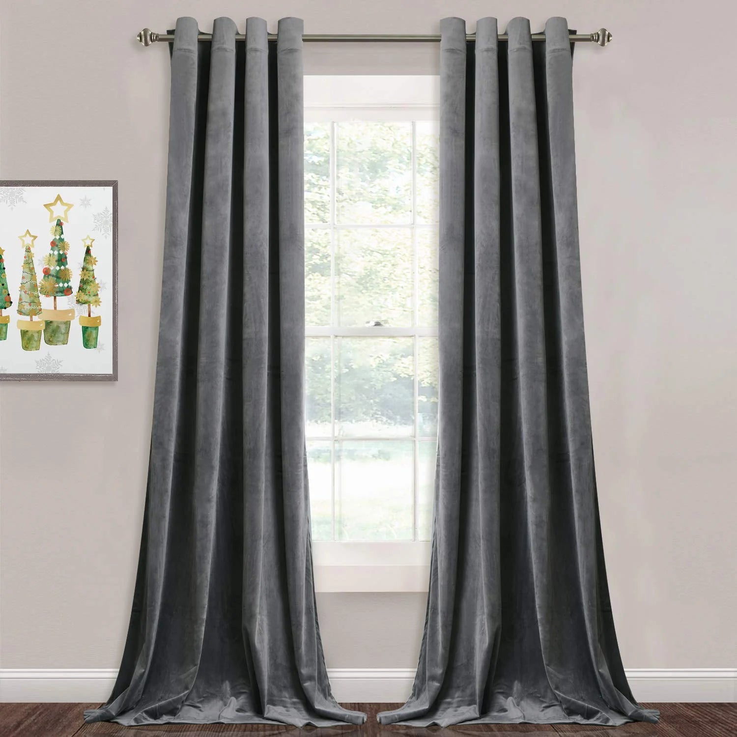 Luxurious Velvet Eyelet Curtains Pair - vl-004