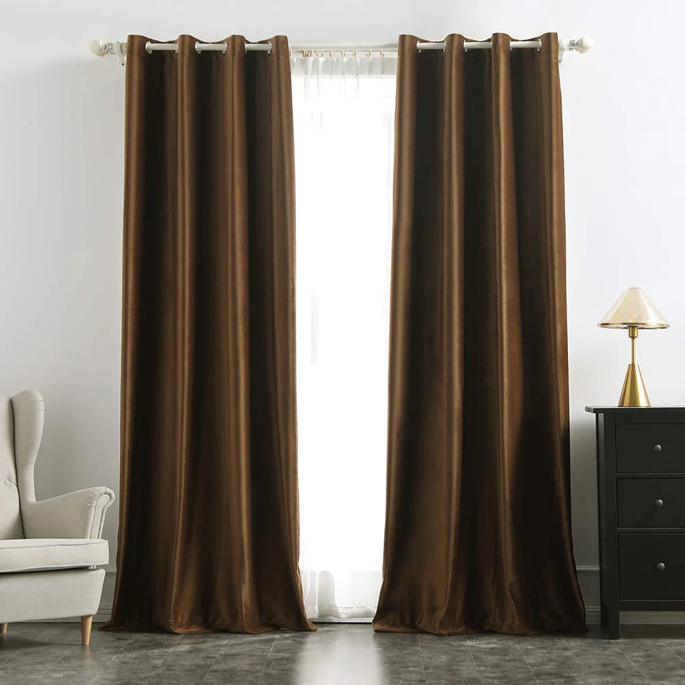 Luxurious Velvet Eyelet Curtains Pair - vl-005